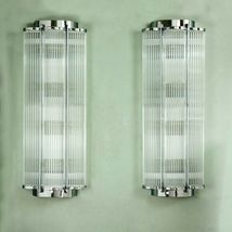 Nautical Shiny Nickel Brass &amp; Glass Rod Ship Light Wall Sconce Lamp Set of 2 - $1,361.25