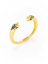 Kenneth Jay Lane Jaguar Cuff Bracelet 22K Gold Plated &amp; Black Enamel NEW $120 - £57.89 GBP