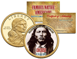 COCHISE *Famous Native Americans* Sacagawea Dollar Colorized Coin APACHE Indians - £6.90 GBP