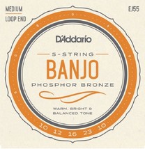 D&#39;Addario EJ55 5 String Banjo Phosphor Bronze Medium 10-23 j55 - £12.11 GBP