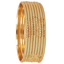 22K Gold Plated Traditional Bangles, set of 8, Women indian Jewelry sets - £13.70 GBP