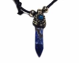 Mia Jewel Shop Hexagonal Healing Gemstone Crystal Point Pendant Resin Blue Bead  - £12.65 GBP