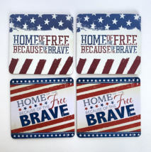 VFW Patriotic Coasters Home Of The Free Because Of The Brave Military USA Set 4 - £7.81 GBP