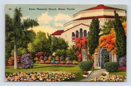 Bryan Memorial Church Miami Florida FL Linen Postcard M7 - £2.32 GBP