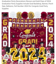 Graduation Party Decorations Maroon and Gold 2024 Graduation Party Supplies Incl - $7.80