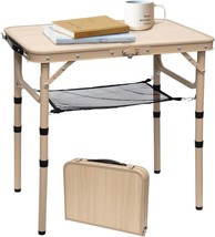 Small Folding Table 2Ft Camping Table 3 Adjustable Height Lightweight, Yellow - £35.79 GBP