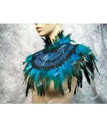 Peacock Style Feather Collar Peafowl Peahen Fancy Bird Egyptian Royal Qu... - $541.94 MXN