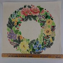 Handpainted Needlepoint Canvas Rainbow Designs XMAS Wreath Floral Berry ... - $190.00
