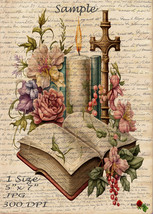Junk Journal Printable Book Flower Candle Vintage Journal Paper Ephemera... - £2.33 GBP