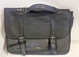 MSK Black Soft Leather Fold Over 14&quot; Briefcase Messenger bag snap + zip ... - £63.30 GBP