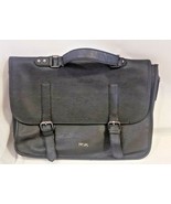 MSK Black Soft Leather Fold Over 14&quot; Briefcase Messenger bag snap + zip ... - £63.32 GBP