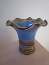 Denby England Stoneware Pottery Ruffled Borders Vase 8 X 8&quot; Orig - $143.55