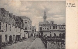 Egitto ~ Moschea E Rue Un Suez ~1900s Foto Cartolina - £8.91 GBP