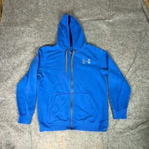 Under Armour Mens Hoodie Large Blue Zip Jacket Sweatshirt Workout Logo L... - $24.98