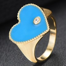 Trendy Heart Ring Luxury Flower Wheel CZ Cubic Zircon CZ Ring for Women Bridal E - £19.62 GBP