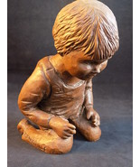 SOMERVILLE SCULPTURE Statue KNEELING BOY IN OVERALLS Pecan Shell Resin Rose - $63.02 CAD