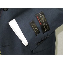 Mens Vitali Three Piece Suit Vested Sheen Sharkskin Business M3090 Navy blue image 2