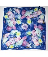 Large Floral Rose Square Silk Scarf Granny Grandmacore Retro Artsy Boho - $14.85