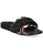 MSRP $18 I.n.c. Velvet Plush Mixed-Media Slide Slippers Black Size L - £10.24 GBP