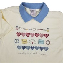 Valories Folk Art Applique American Vintage 90s Nurse Theme Shirt Womens Size M - £8.22 GBP