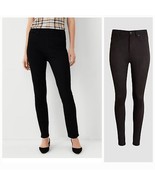 ANN TAYLOR Faux Suede High Rise Skinny Jean Black Size 1O New - $718.28 MXN