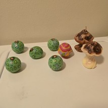 VTG 5 Hippie Round Psychedelic Green Ladybug Candles 3 Mushroom Candles Lot of 8 - £35.44 GBP