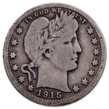 1915-S 25C Barber Quarter in VG Condition, Natural Color, Nice Detail for Grade - $51.96