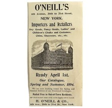 O&#39;Neill&#39;s Importers Retailers 1894 Advertisement Victorian NYC April ADB... - €17,25 EUR