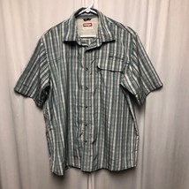 Wrangler Shirt Mens Large Premium Quality Blue Plaid Short Sleeve Button Up - $16.65