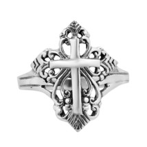 Captivating Filligree Cross .925 Silver Ring-10 - £16.50 GBP