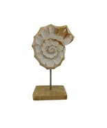 Nautilus Circular Shell Sculpture Mango Wood White Patina Gallery Base 13&quot; - $8.60