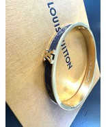 Louis Vuitton Monogram Signature Canvas Bangle Bracelet with Gold LV Logo - $4,601.88 MXN