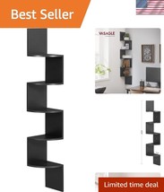 Modern 5-Tier Corner Shelf - Ink Black Floating Bookshelf for Home Decor - $828.15 MXN
