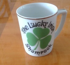 VTG Porcelain Cup The Lucky Irish Shamrock Cup Gold Leaf Made in Japan - $19.80