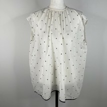 NEW bunai Blouse Top Shirt Womens 1 Sheer Billowy Cotton Clear White Spo... - £36.56 GBP