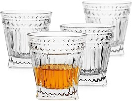 Whiskey Glasses Crystal Vintage Barware Tumblers Drinking Lowball Set Of 4 Bar - £20.92 GBP