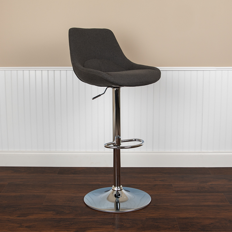 Black Fabric Swivel Bar Stool CH-182050X000-BKFAB-GG
