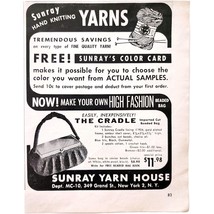 1957 Sunray Yarn House New York City Advertisement Crafts Sewing Supply F7B - $19.99