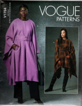 Vogue V1754 Misses L to XXL Easy Belted Capes Uncut Sewing Pattern - £18.28 GBP