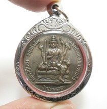 LP NONG PHRA PHROM 4 FACES COIN LORD BRAHMA HINDU GOD BLESSED MAGIC YANT... - £41.64 GBP