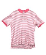 Southern Tide The Skipjack Polo Men&#39;s L Shirt Pink White Striped Pique C... - $372.06 MXN