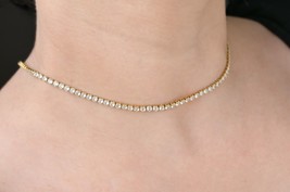 Tennis Chain Necklace, Tarnish-free Tennis Necklace, 18k Gold Diamond Choker - £16.21 GBP+