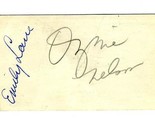 Ozzie Nelson &amp; Emily Lane Autographed Business Card 1939 - £58.08 GBP