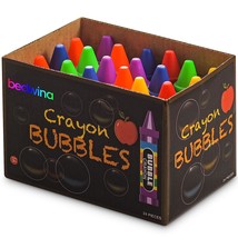 Mini Crayon Bubbles For Kids (Pack Of 24) Bulk Bubble Wand Bottles In As... - $17.32