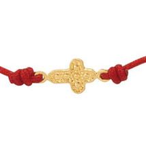 Kabbalah Red String Bracelet 14k Solid Gold Christian Cross Charm for Protection - £75.84 GBP