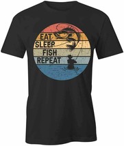 Eat Sleep Fish Repeat T Shirt Tee Short-Sleeved Cotton Clothing Fishing S1BCA86 - £16.53 GBP+