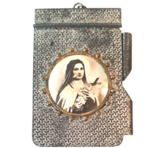 St Theresa of Little Flower Metal Notepad with Paper Germany Vintage Antique - £59.78 GBP