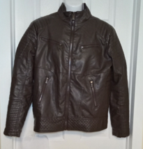 Ace Of Diamond Brown Faux Leather Jacket Men&#39;s Medium - £21.69 GBP