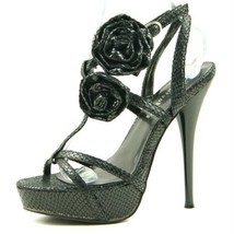 Platform T-strap Dress Sandals, Women&#39;s Shoes, Black Snake - £4.46 GBP
