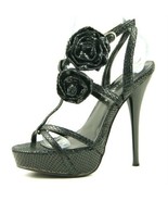 Platform T-strap Dress Sandals, Women&#39;s Shoes, Black Snake - £4.47 GBP